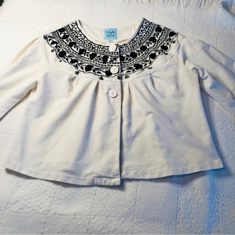Kimchi Blue Y2K Embroidered Peasant Top • White & Blue • Size M - Picture 12 of 15